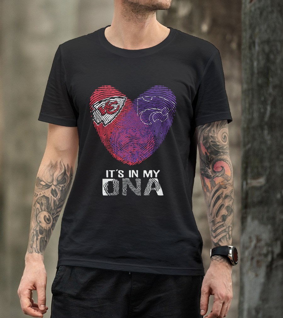Chiefs Kansas State It's In My DNA Heart Fingerprint T-Shirt