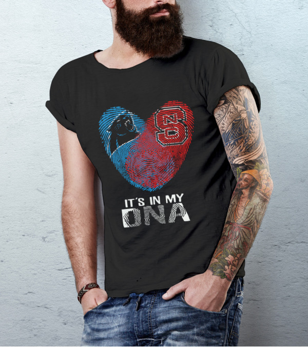 Panthers NC State It's In My DNA Fingerprint Heart T-Shirt
