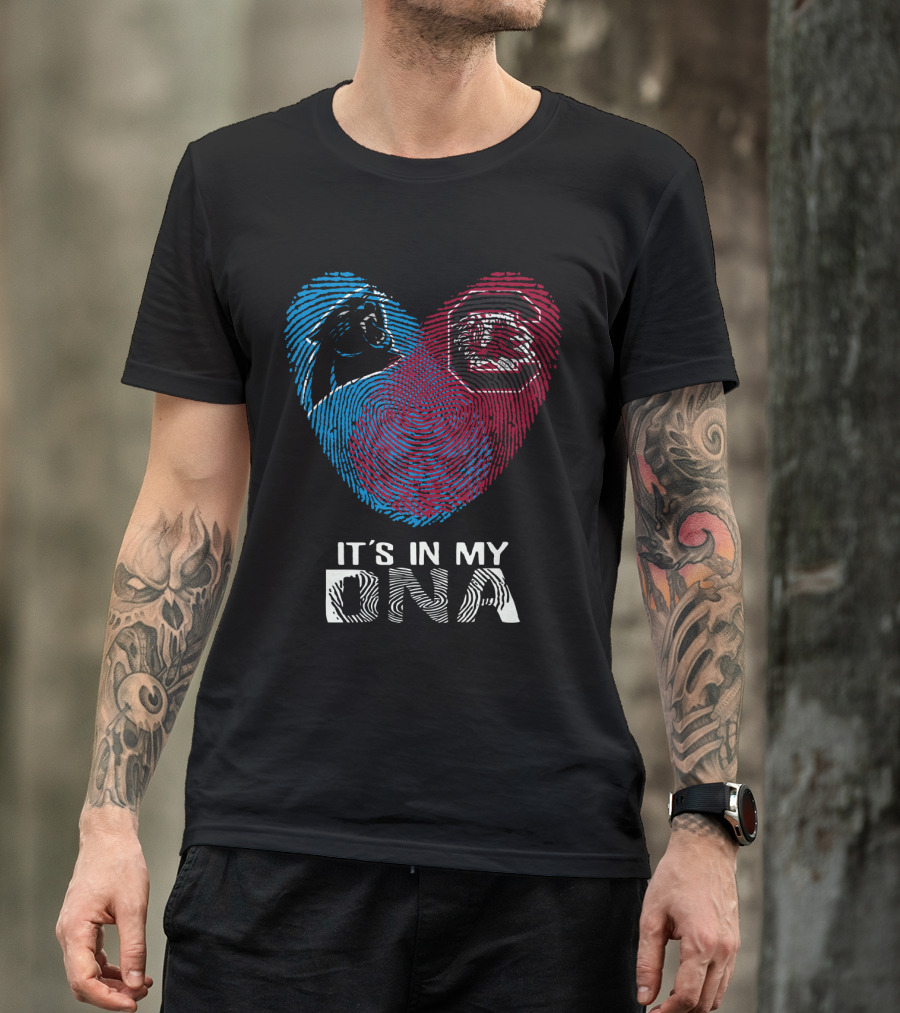 Panthers Gamecock It's In My DNA Fingerprint Heart T-Shirt