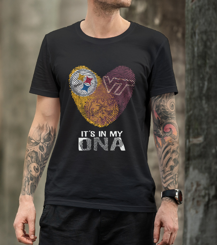 Steelers VT It's In My DNA Fingerprint Heart T-Shirt