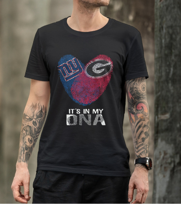 Giants Bulldogs It's In My DNA Fingerprint Heart T-Shirt