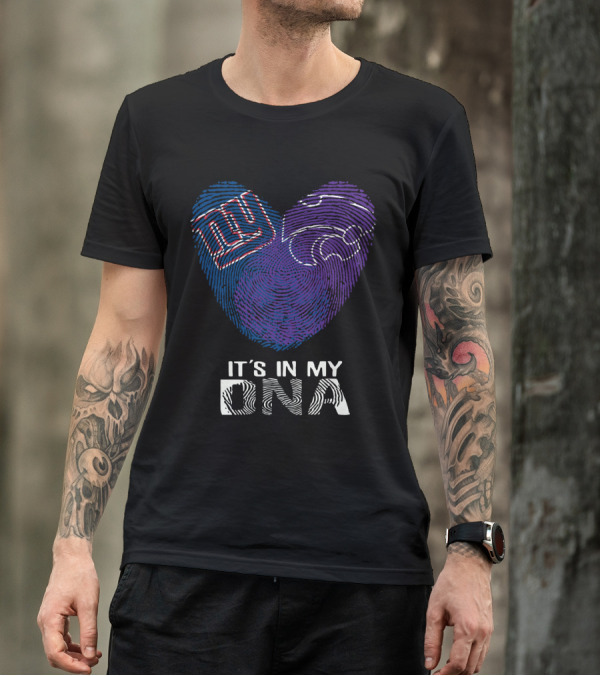 Giants Kansas St It's In My DNA Fingerprint Heart T-Shirt