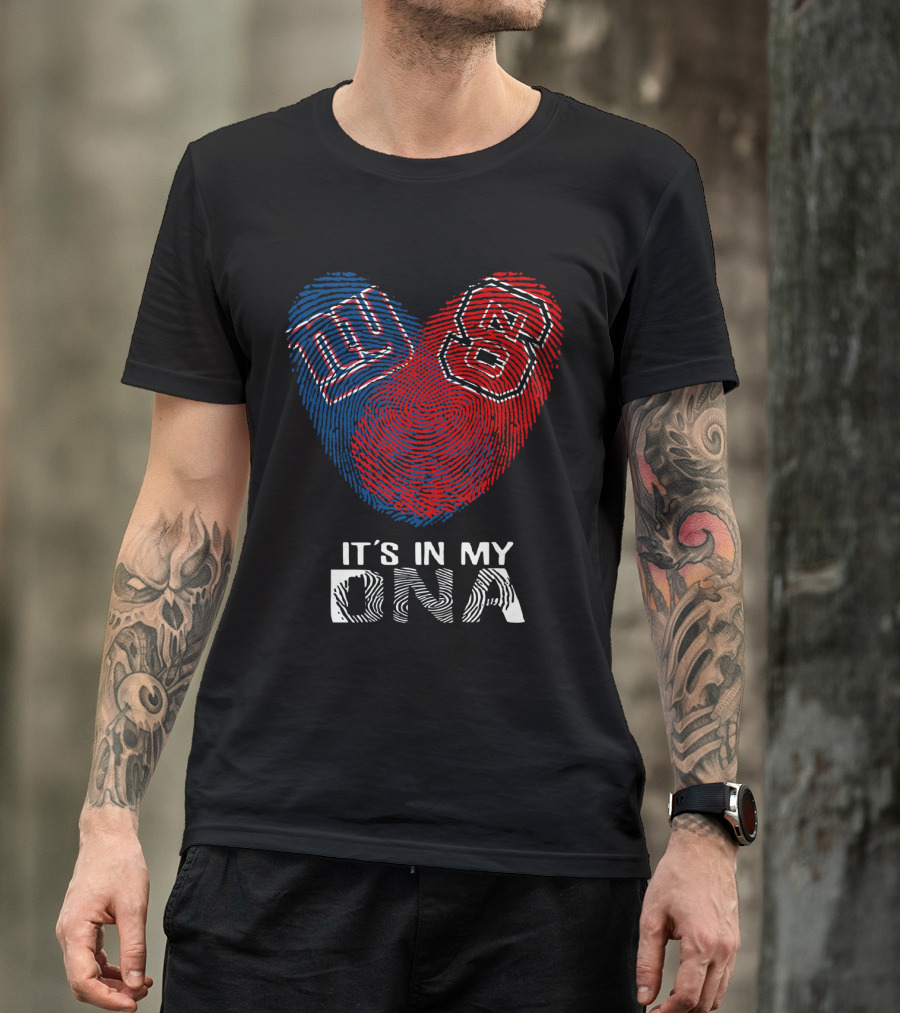 Giants NC State It's In My DNA Fingerprint Heart T-Shirt