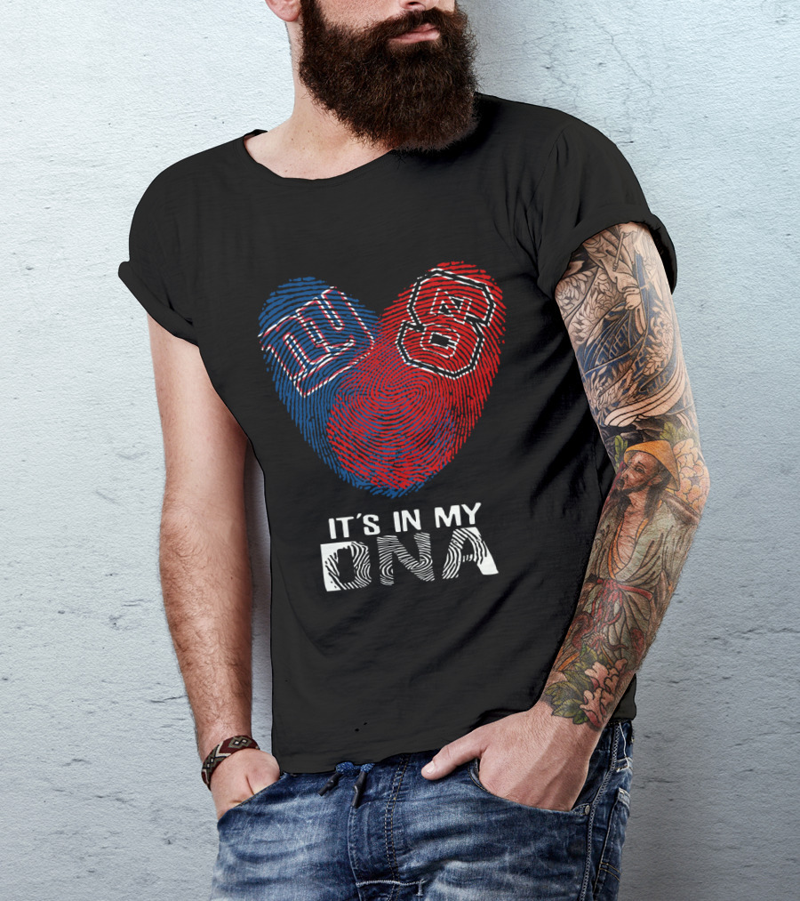 Giants NC State It's In My DNA Fingerprint Heart T-Shirt