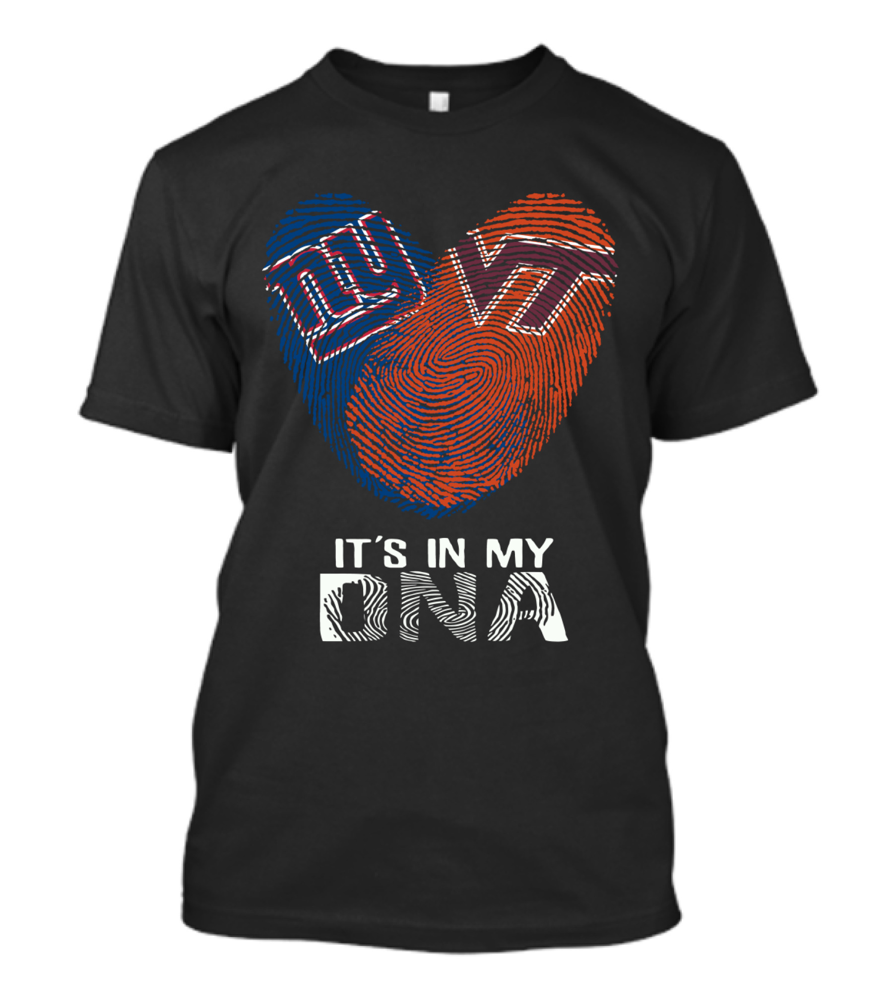 Giants VT It's In My DNA Fingerprint Heart T-Shirt