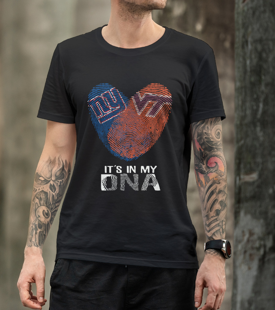 Giants VT It's In My DNA Fingerprint Heart T-Shirt