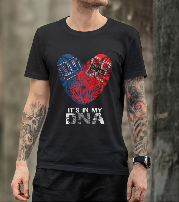Giants Huskers It's In My DNA Fingerprint Heart T-Shirt