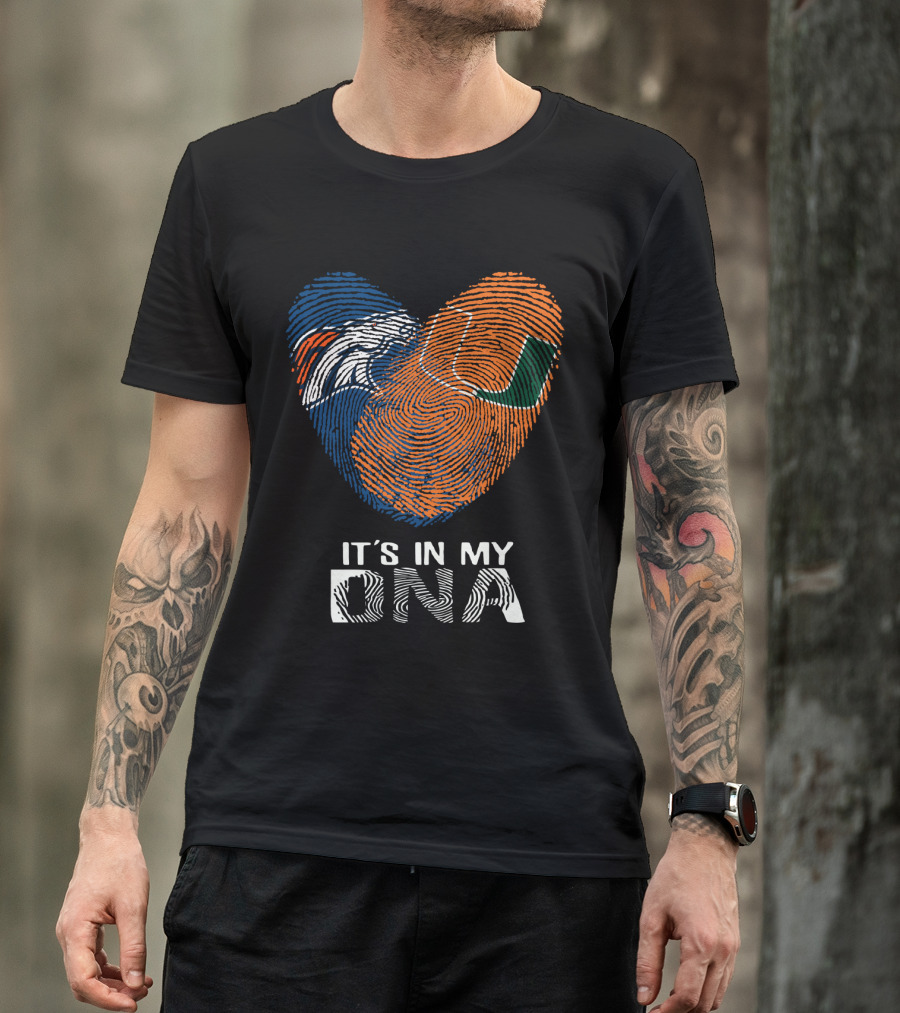 Broncos Hurricanes It's In My DNA Fingerprint Heart T-Shirt