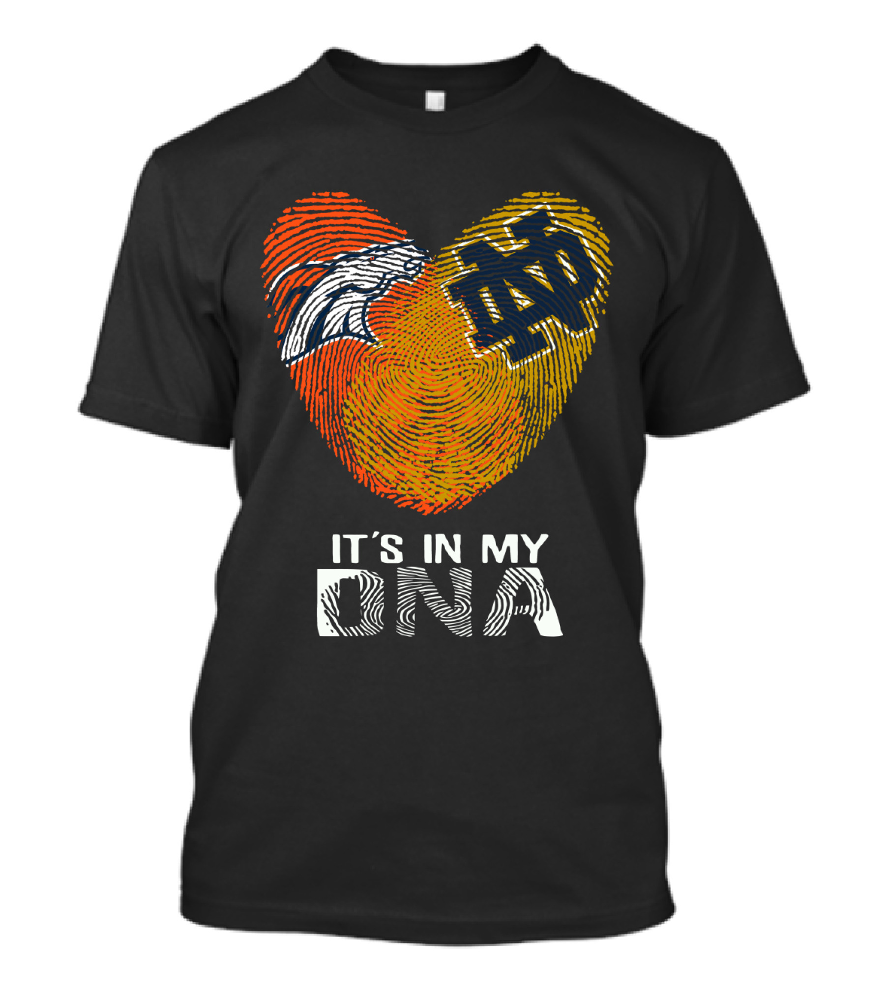 Broncos Notre Dame Fingerprint Heart It's In My DNA T-Shirt