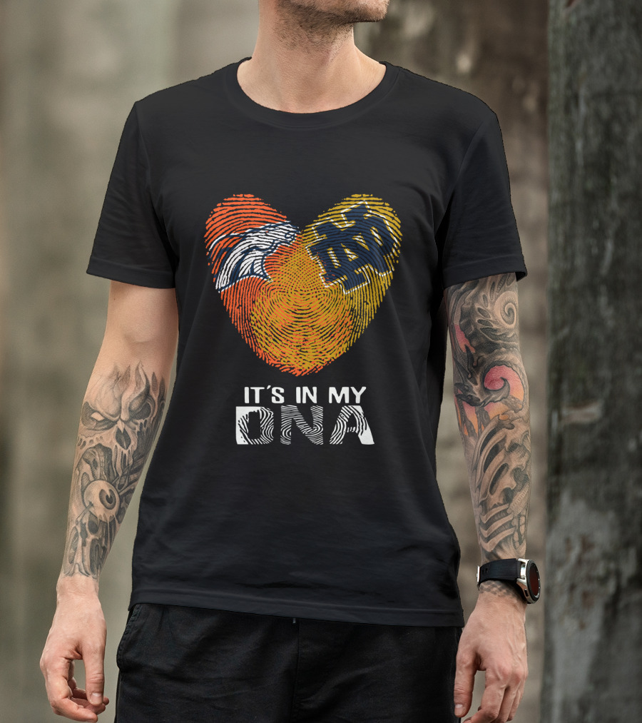 Broncos Notre Dame Fingerprint Heart It's In My DNA T-Shirt