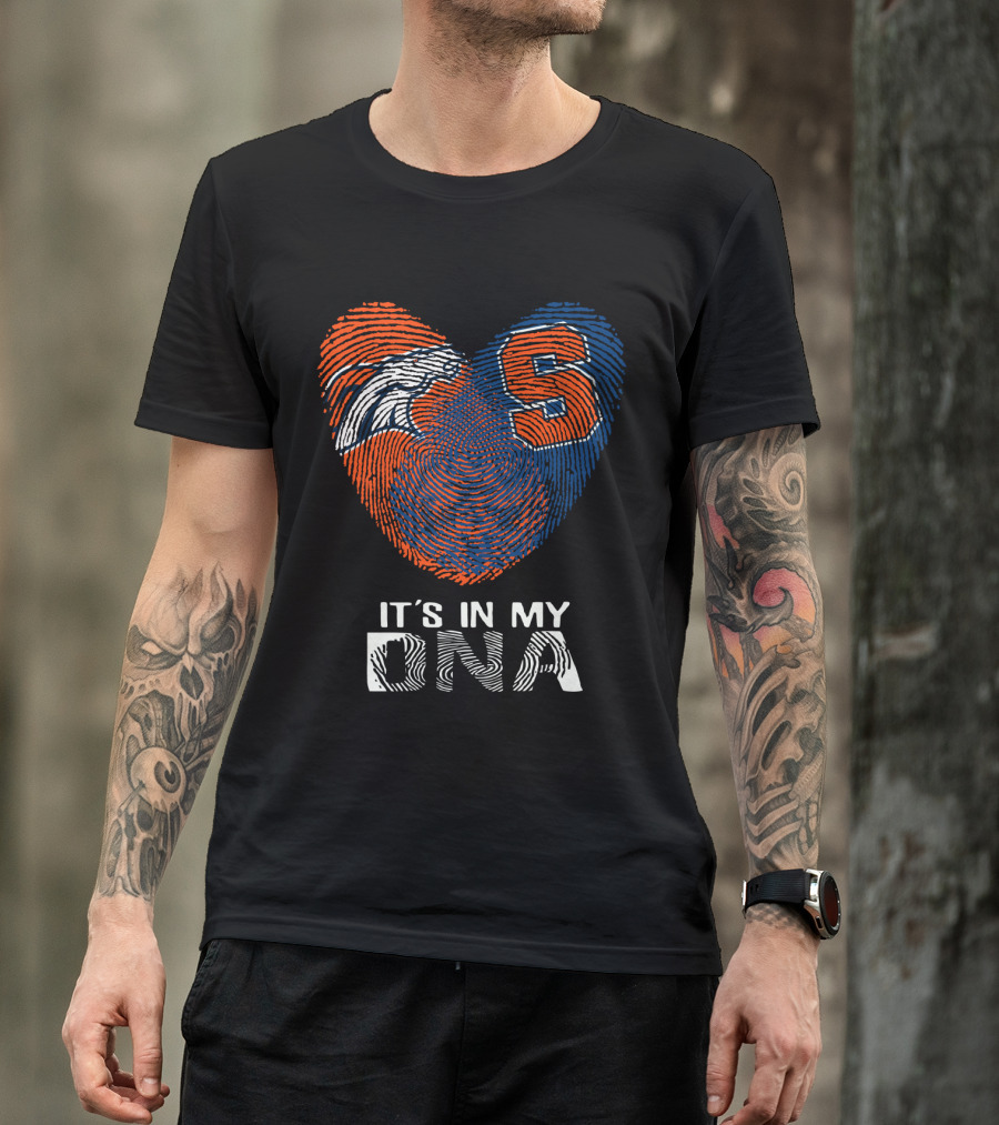 Broncos Syracuse Fingerprint Heart It's In My DNA T-Shirt