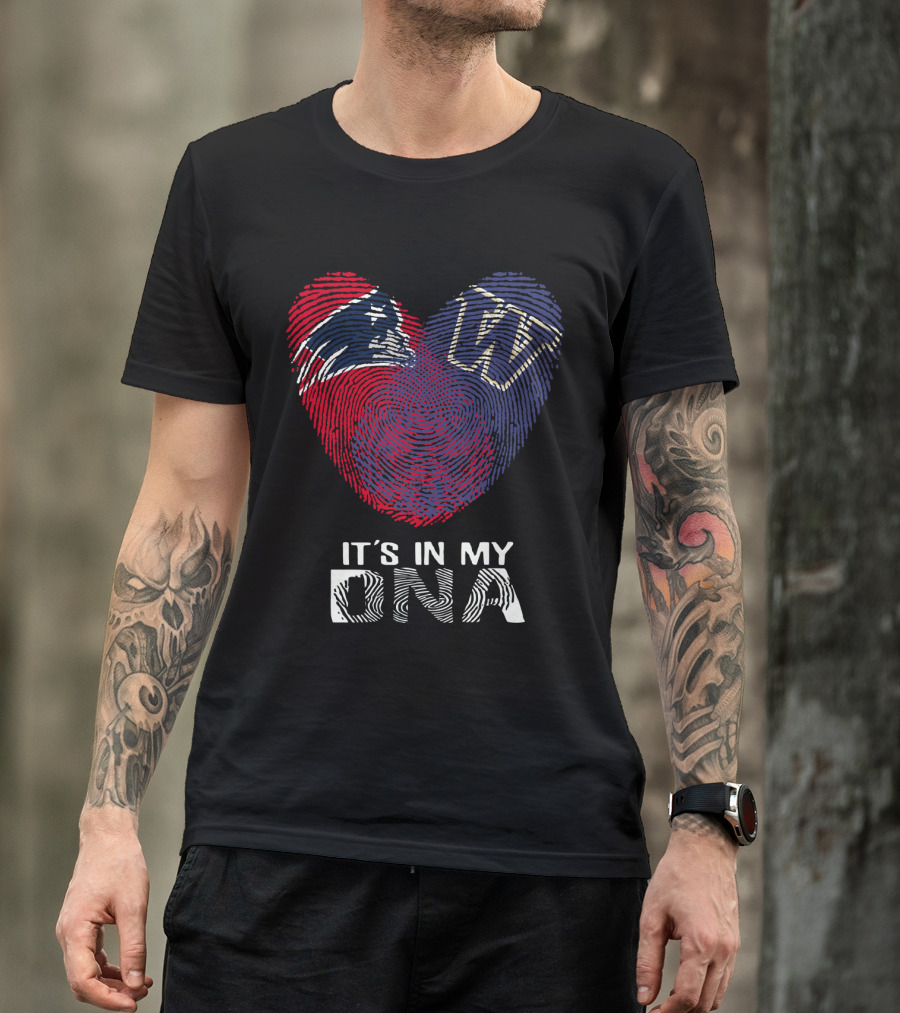 Patriots Huskies Fingerprint Heart It's In My DNA T-Shirt