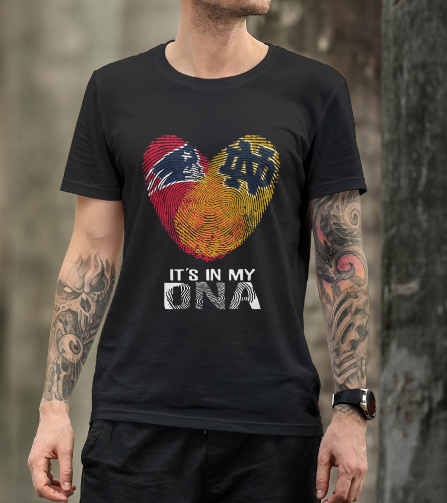 Patriots Notre Dame It's In My DNA Fingerprint Heart T-Shirt