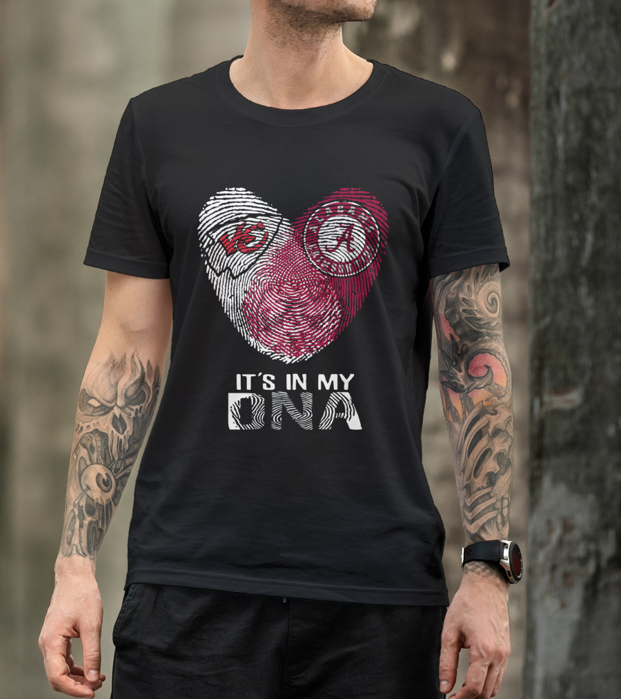 Chiefs Alabama It's In My DNA Fingerprint Kansas City Crimson Tide Heart T-Shirt