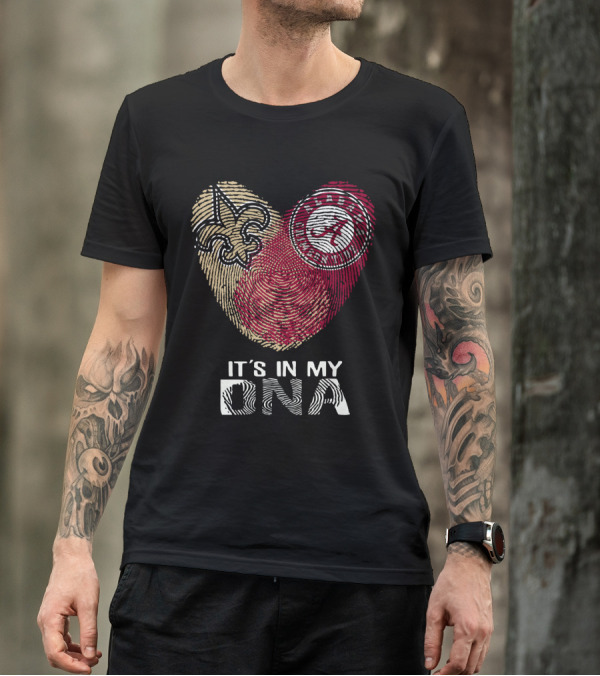 Saints Alabama It's In My DNA Fleur-de-Lis Fingerprint Crimson Tide T-Shirt