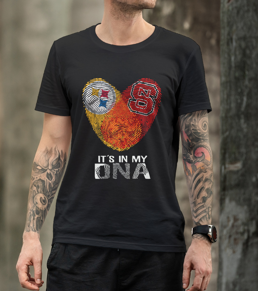 Steelers NC St It's In My DNA Fingerprint Heart T-Shirt