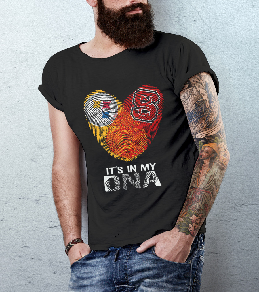 Steelers NC St It's In My DNA Fingerprint Heart T-Shirt