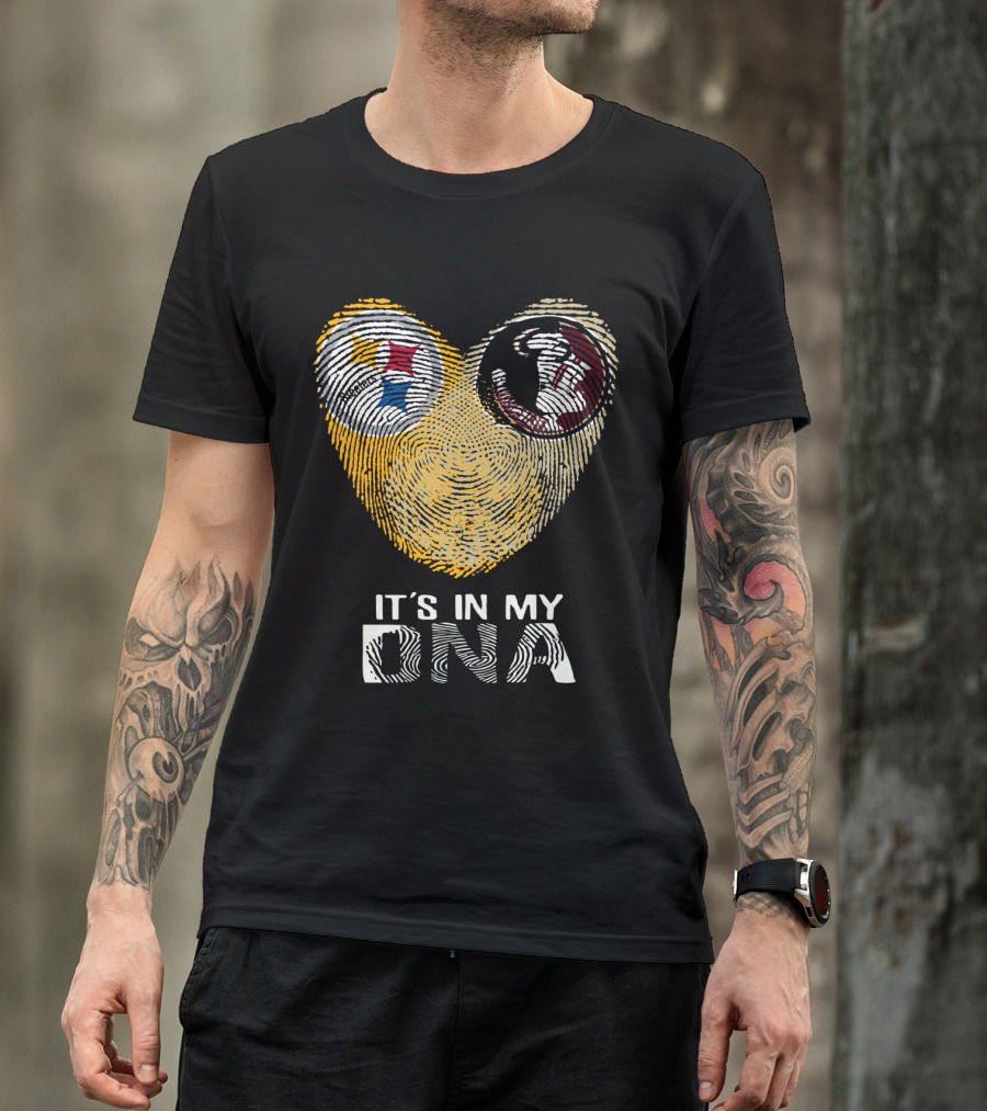 Steelers Seminoles It's In My DNA Fingerprint Heart T-Shirt