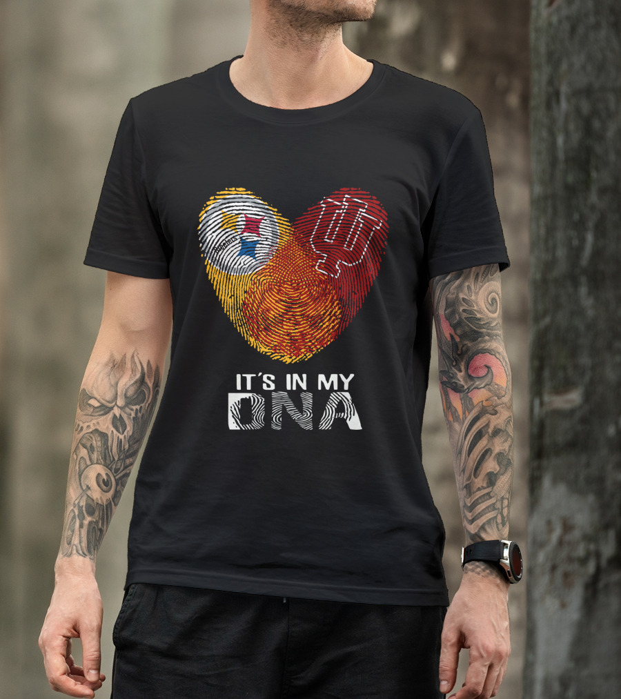 Steelers Indiana Hoosiers It's In My DNA Fingerprint Heart T-Shirt