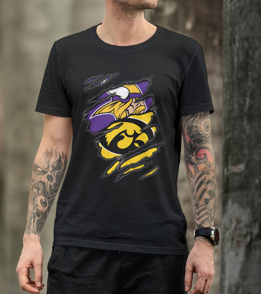 Minnesota Vikings And University Of Iowa Hawkeyes Inspired T-Shirt