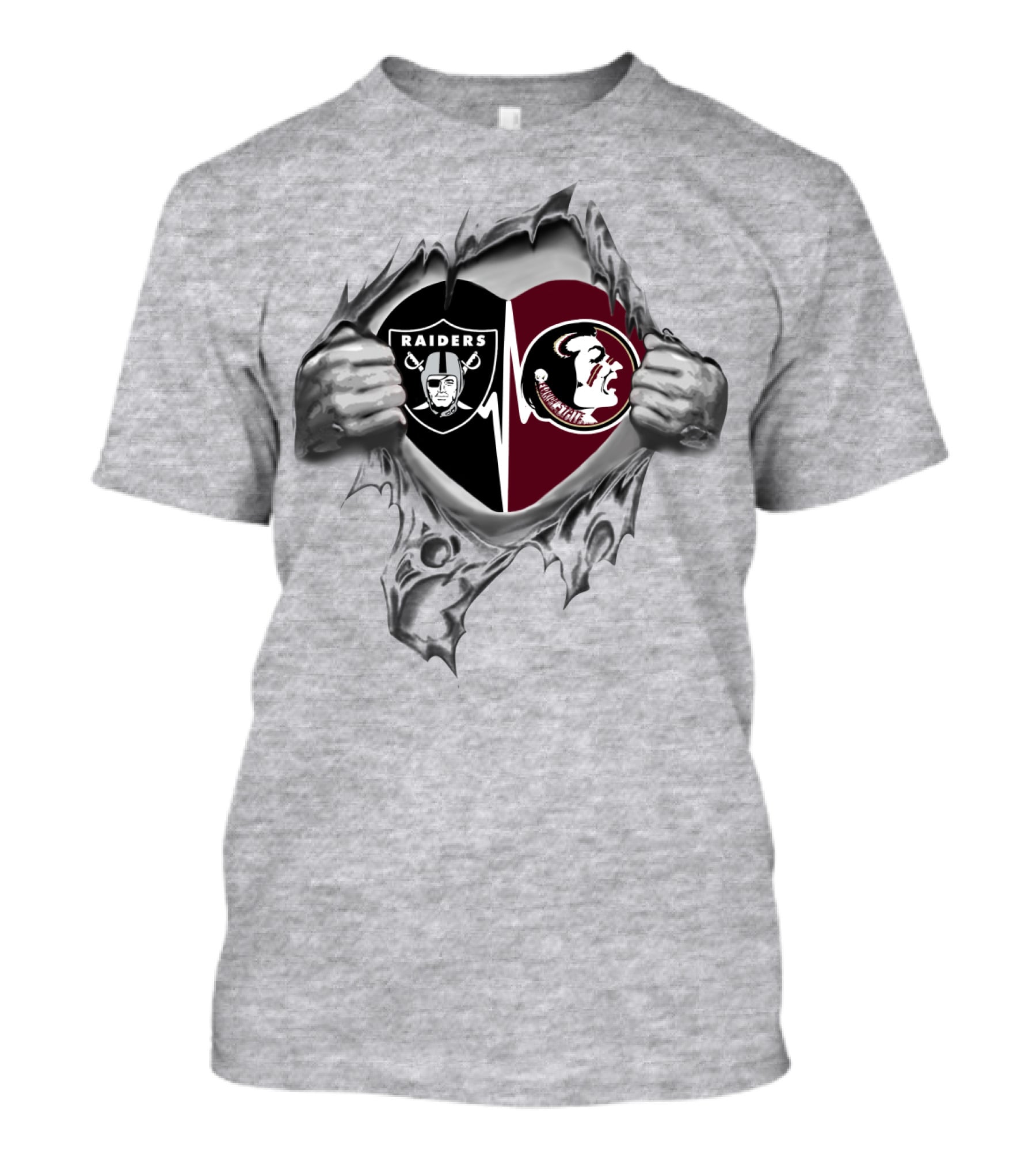 Raiders Seminoles Heartbeat Loyalty Passion T-Shirt