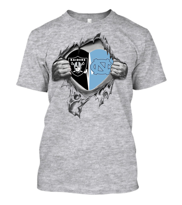 Raiders Tar Heels Heart Torn T-Shirt