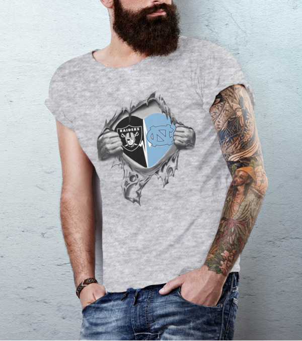Raiders Tar Heels Heart Torn T-Shirt