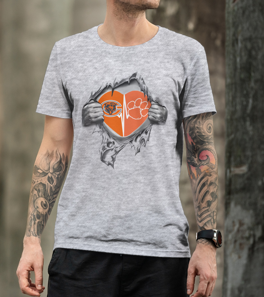 Bears Clemson Tigers Heart Symbol Fusion T-Shirt