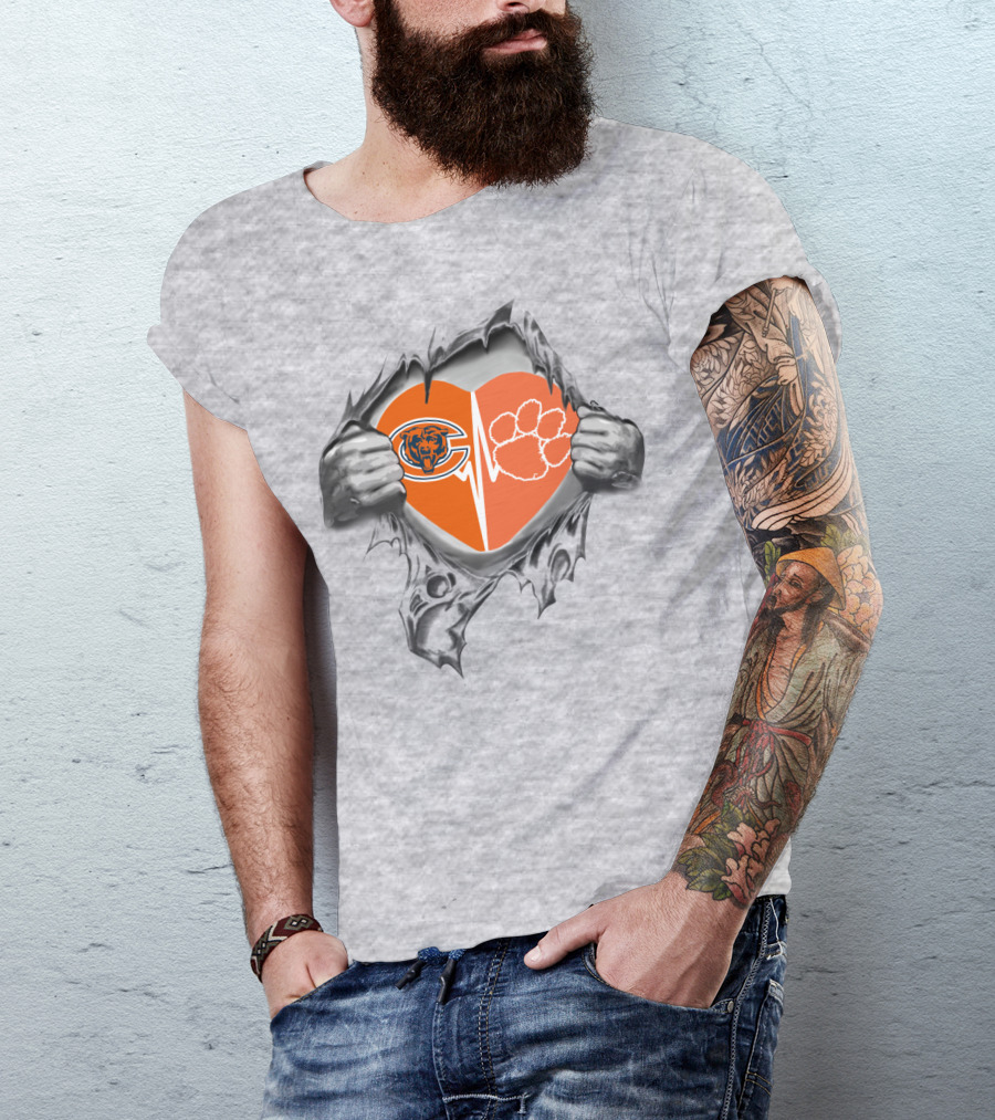 Bears Clemson Tigers Heart Symbol Fusion T-Shirt