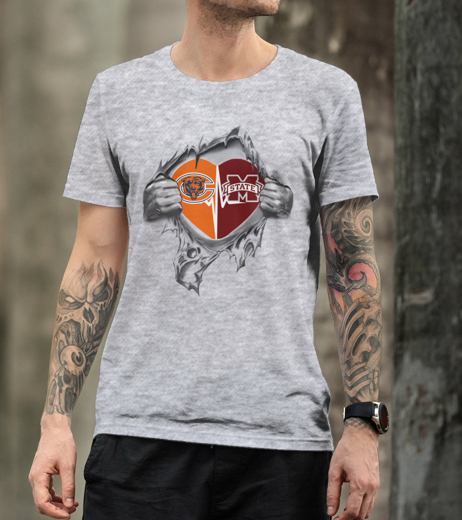 Chicago Bears Mississippi State Heart T-Shirt