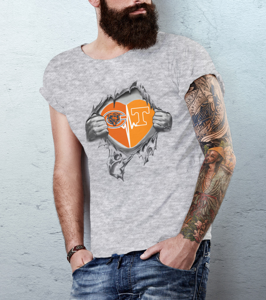 Bears Tennessee It's In My Heart Chicago Logo And University Of Tennessee Heart T-Shirt