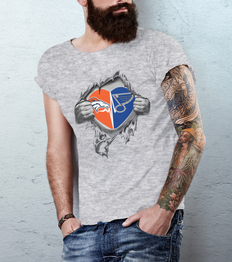 Broncos Louis Blues Heart T-Shirt