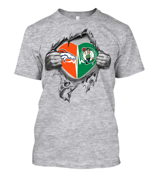 Broncos Celtics Heart Logo Torn T-Shirt