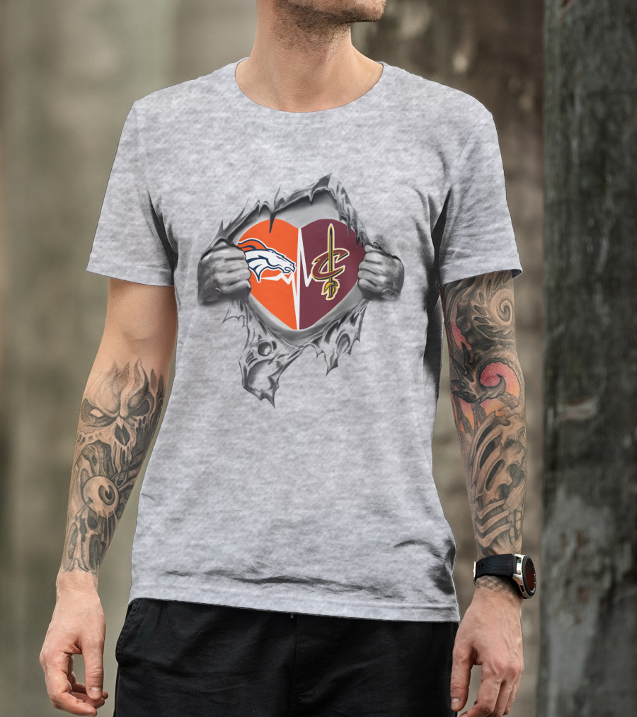 Broncos Cavaliers Heart Torn Open T-Shirt