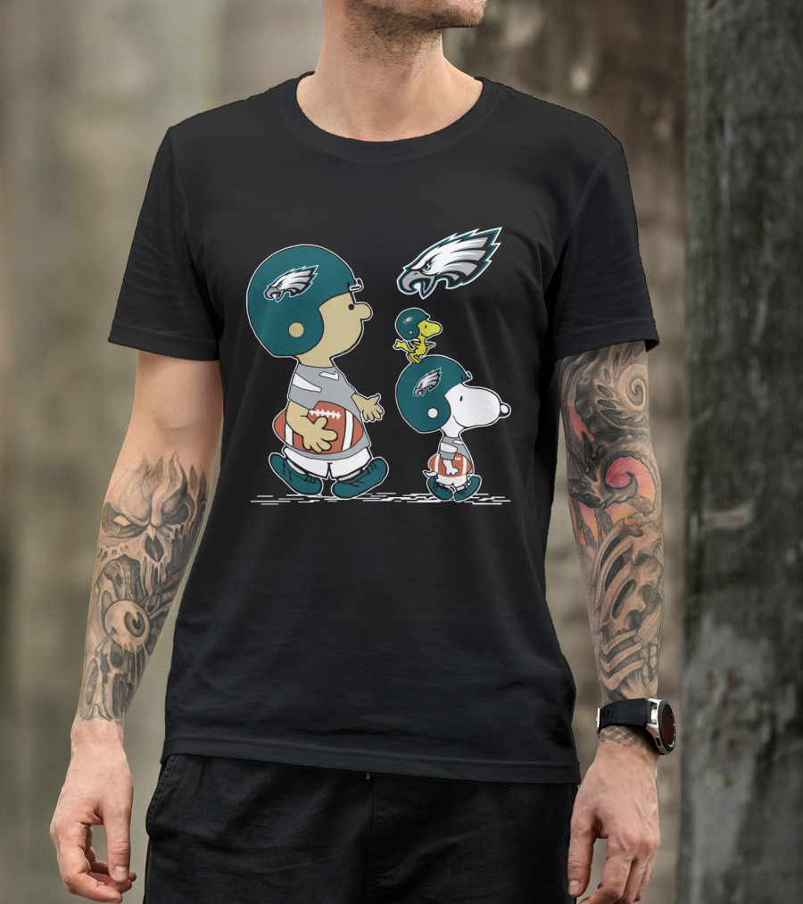 Philadelphia Eagles Snoopy Woodstock Football Helmet Adventure T-Shirt