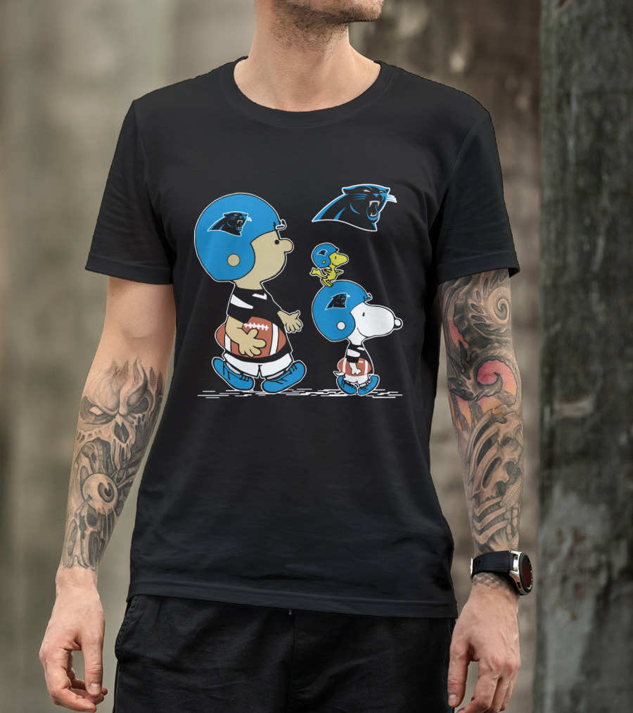 Panthers Snoopy Football Helmet Peanuts Cartoon Characters T-Shirt