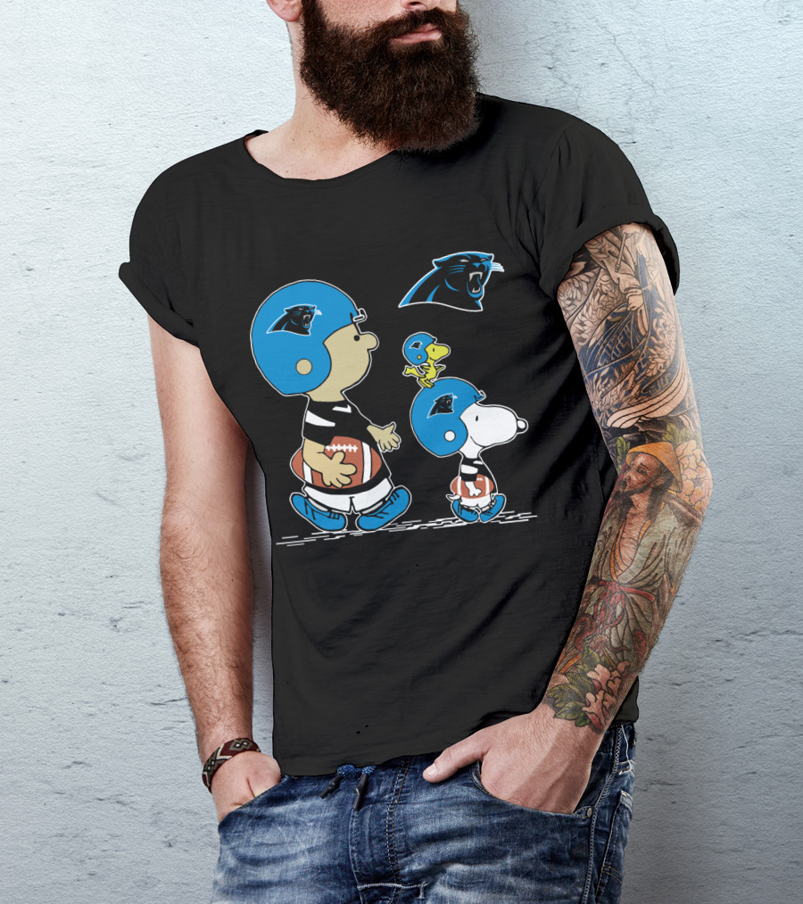 Panthers Snoopy Football Helmet Peanuts Cartoon Characters T-Shirt