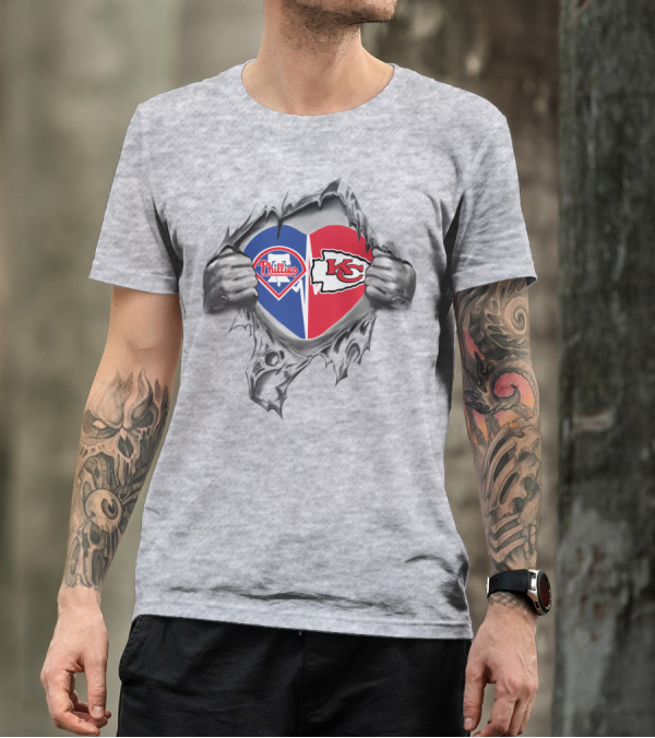 Phillies Chiefs Heart Combined Fan Spirit T-Shirt
