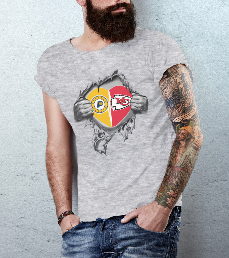 Indianapolis Pacers Kansas City Chiefs Heart Fans T-Shirt