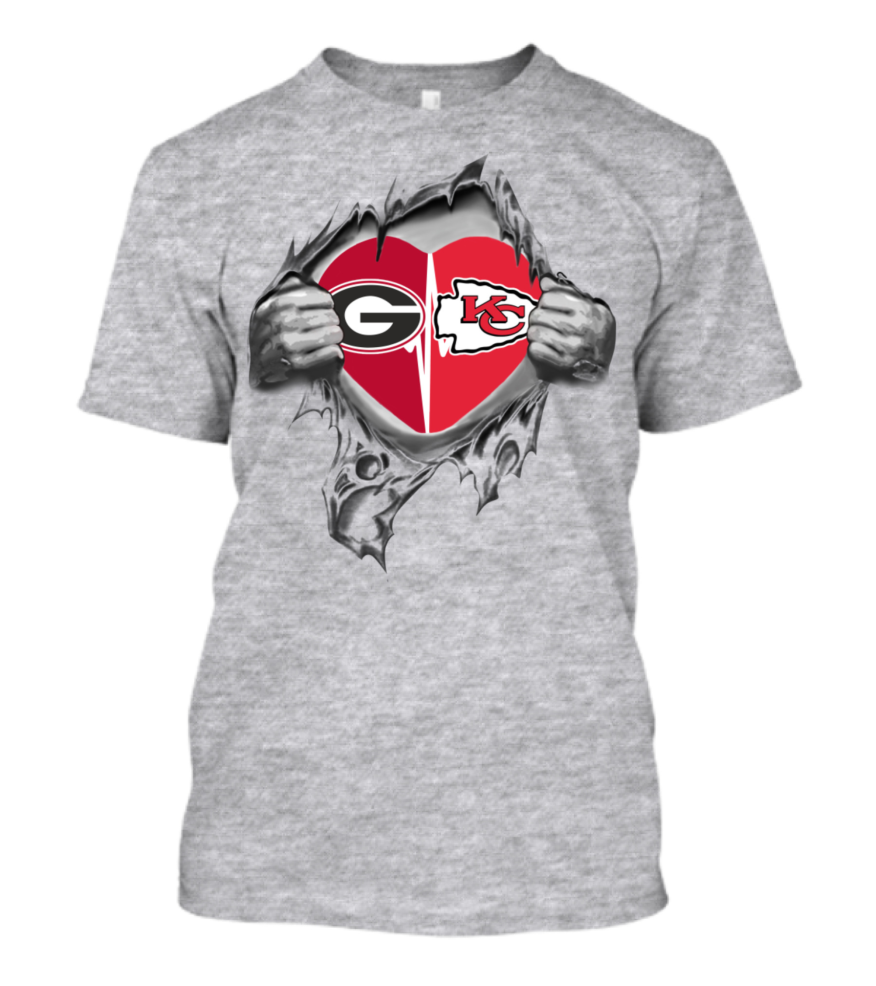 Georgia Bulldogs Kansas City Chiefs Heart Loyalty T-Shirt