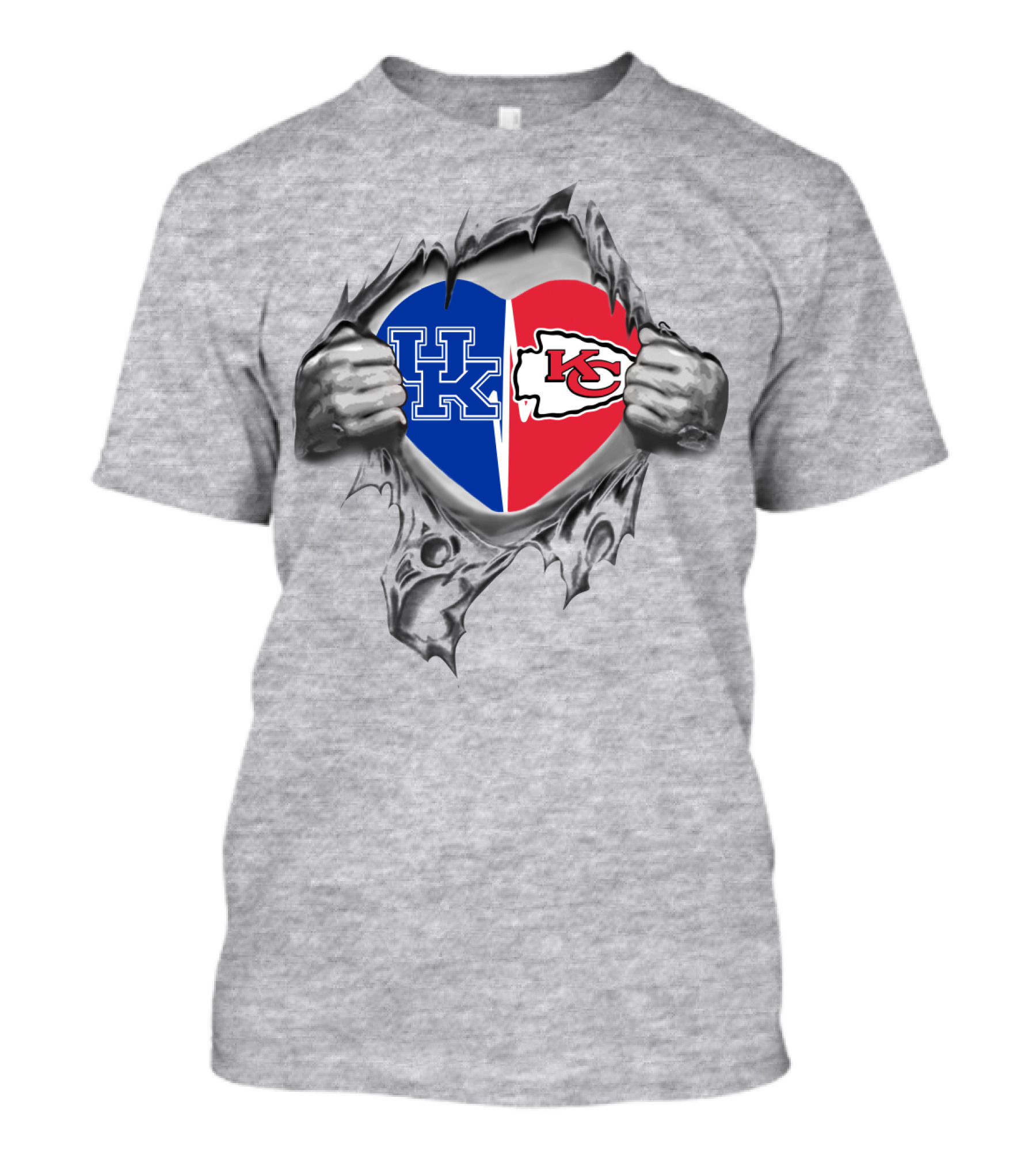 Chiefs Uk Heart Kentucky Wildcats Blue Red Kc T-Shirt