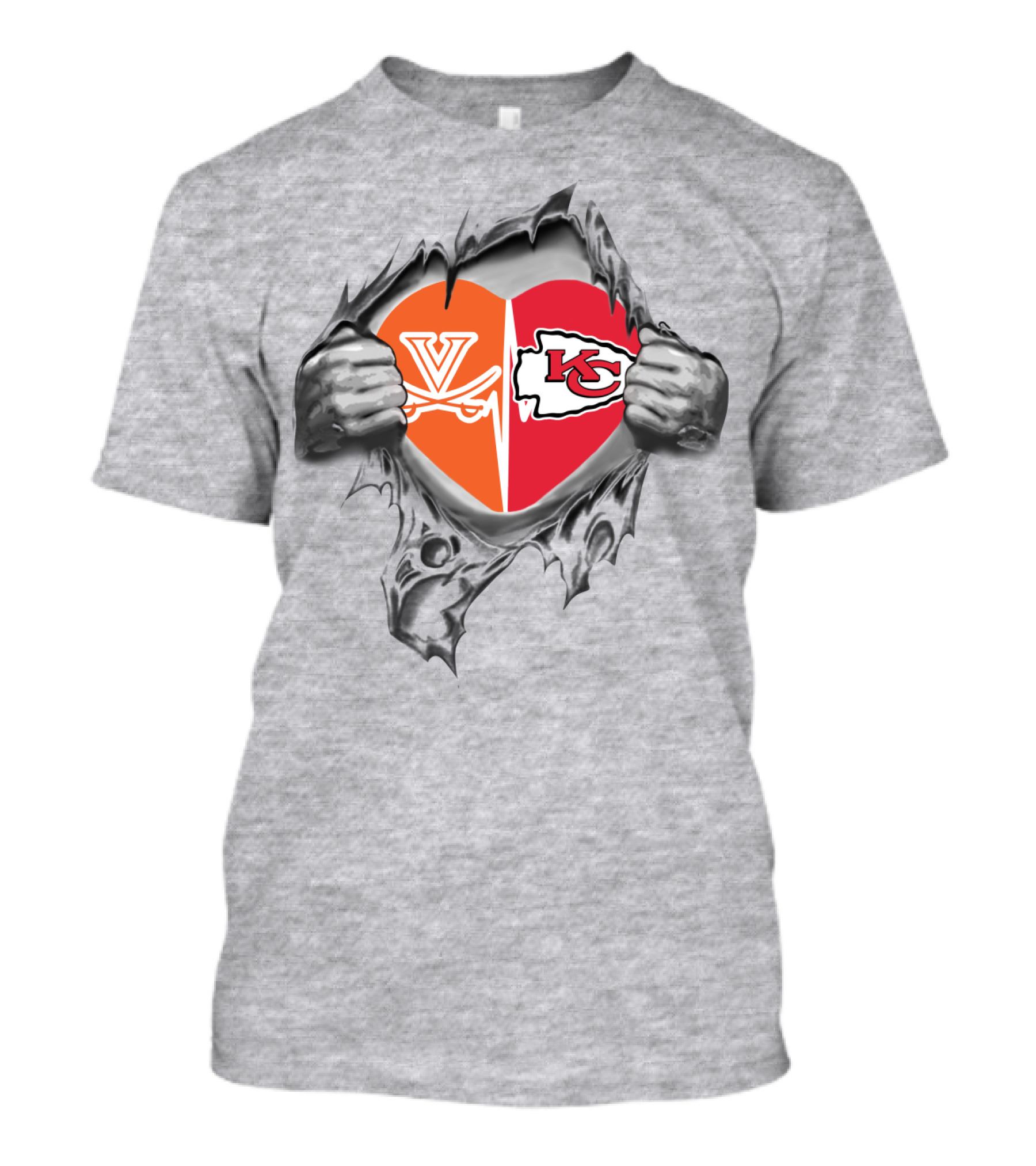 Chiefs Cavaliers Heart Kansas City Virginia Fans Passion T-Shirt