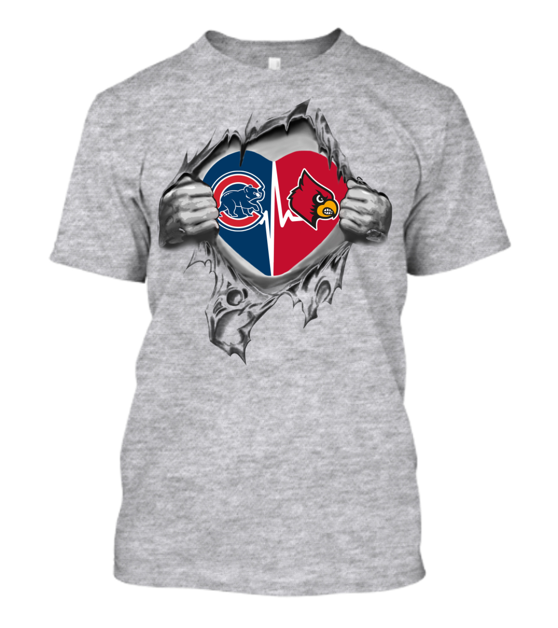 Cubs Louisville Cardinals Heartbeat In My Chest T-Shirt
