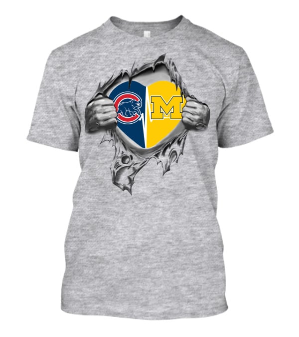 Cubs Michigan Heart Hands Ripping T-Shirt
