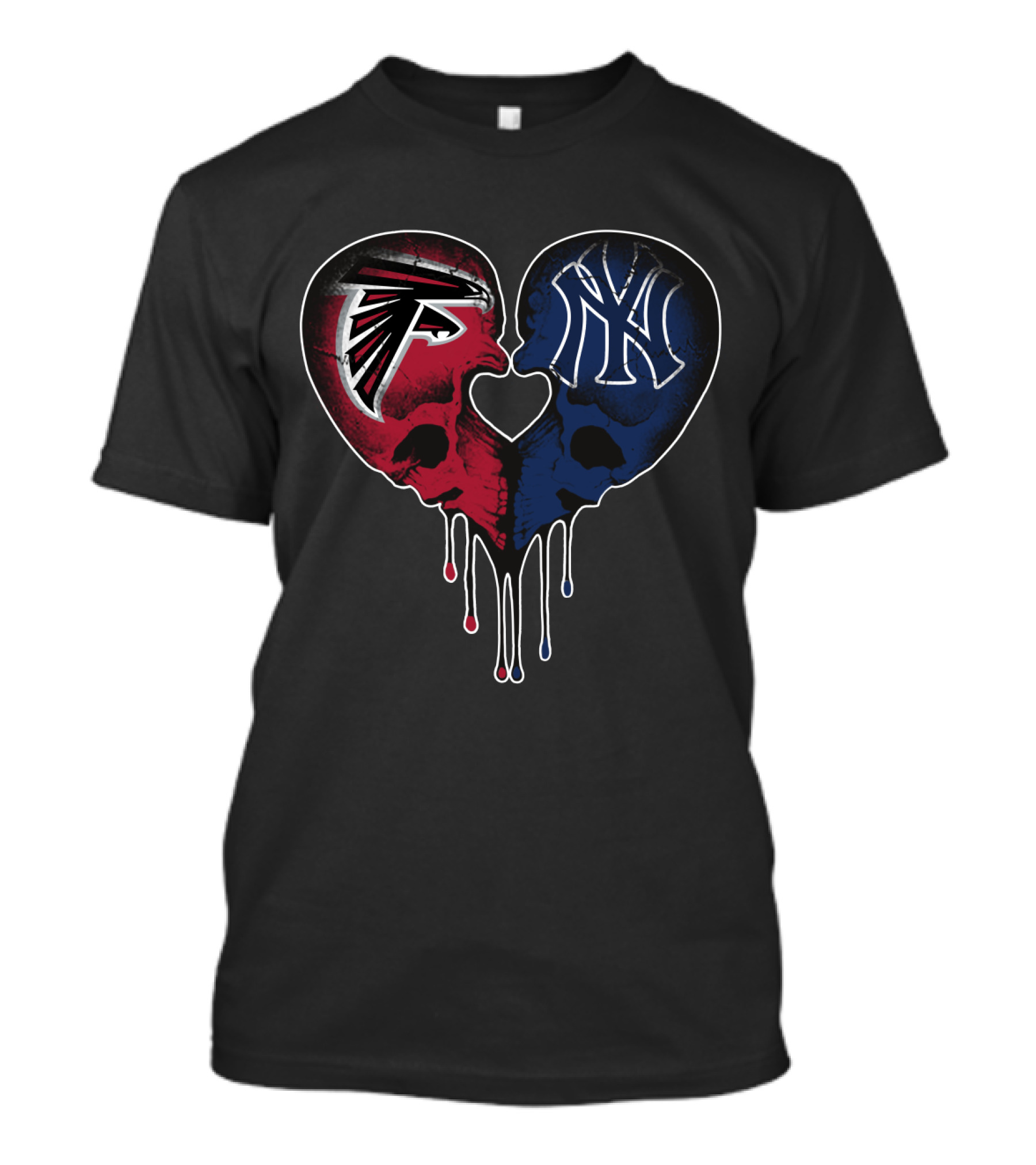 Falcons Yankees Skull Heart Fusion T-Shirt