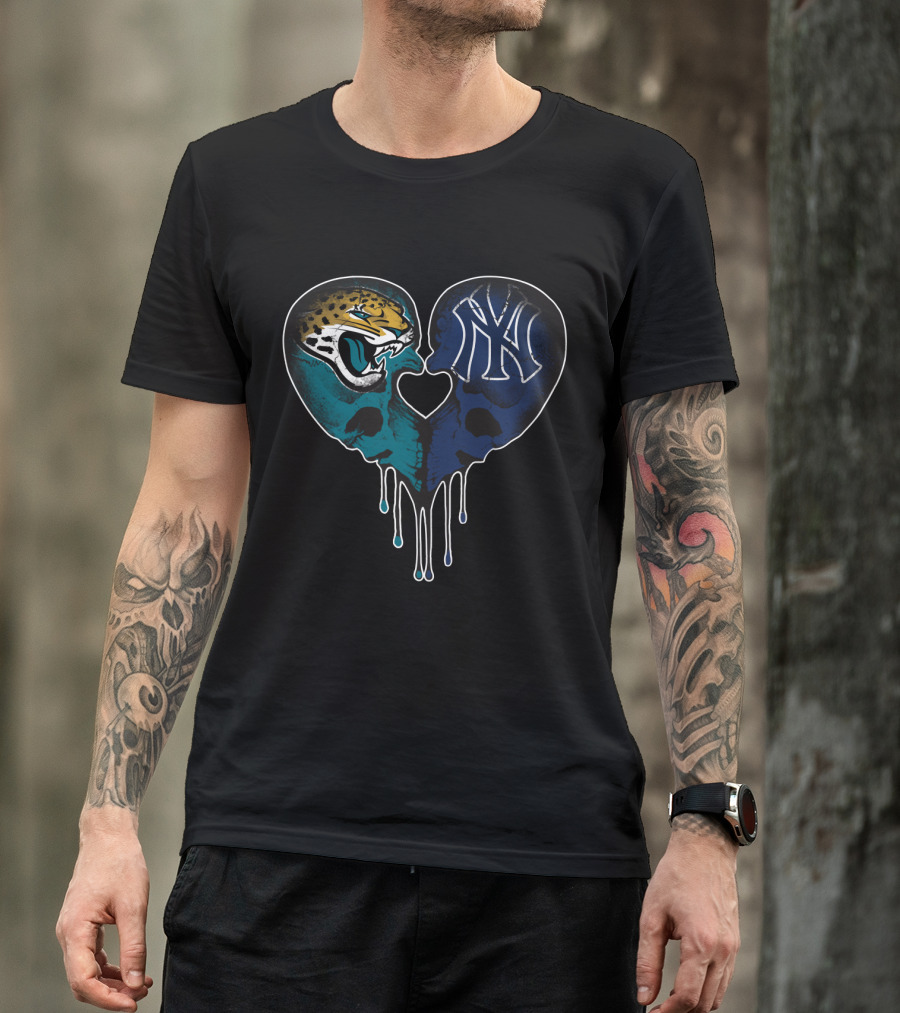 Jaguars Yankees Skull Heart Fusion T-Shirt