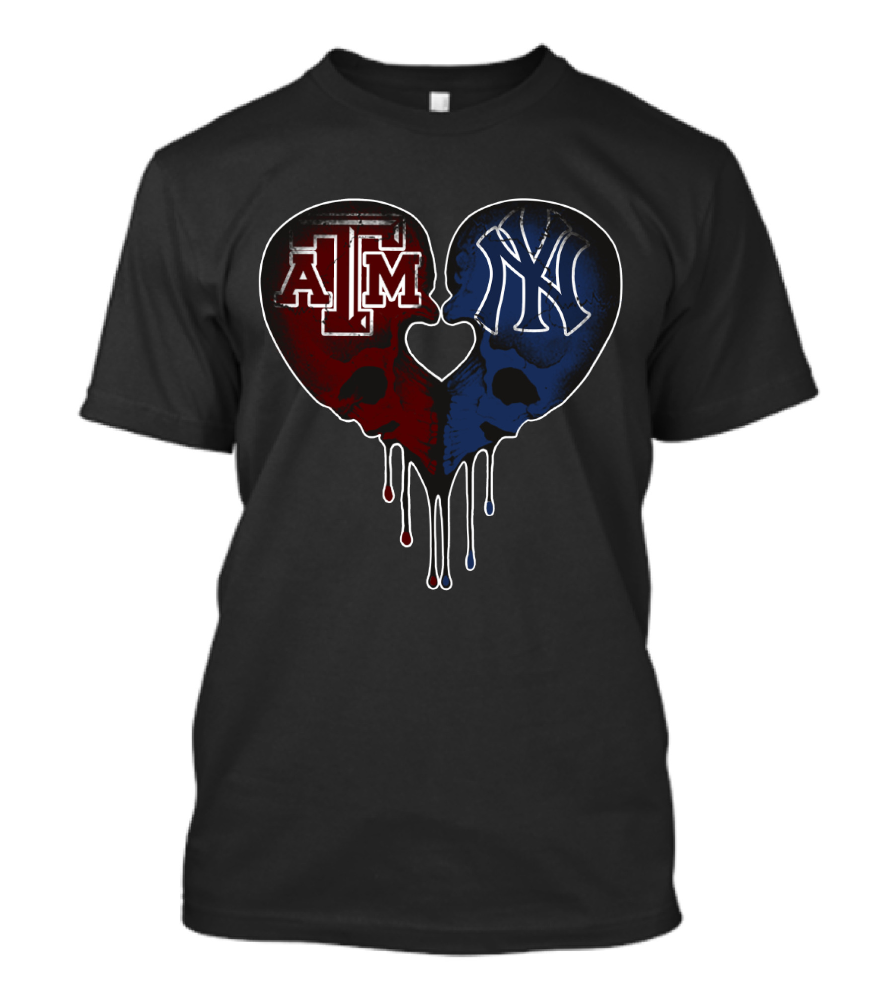 Texas A&M Aggies Yankees Skull Heart T-Shirt