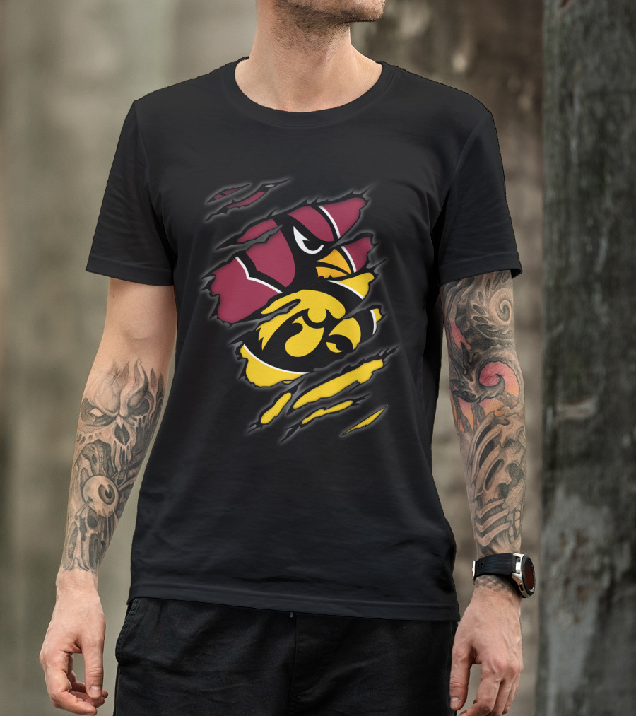Cardinals Iowa Hawkeyes Iconic Team Logos Collaboration T-Shirt