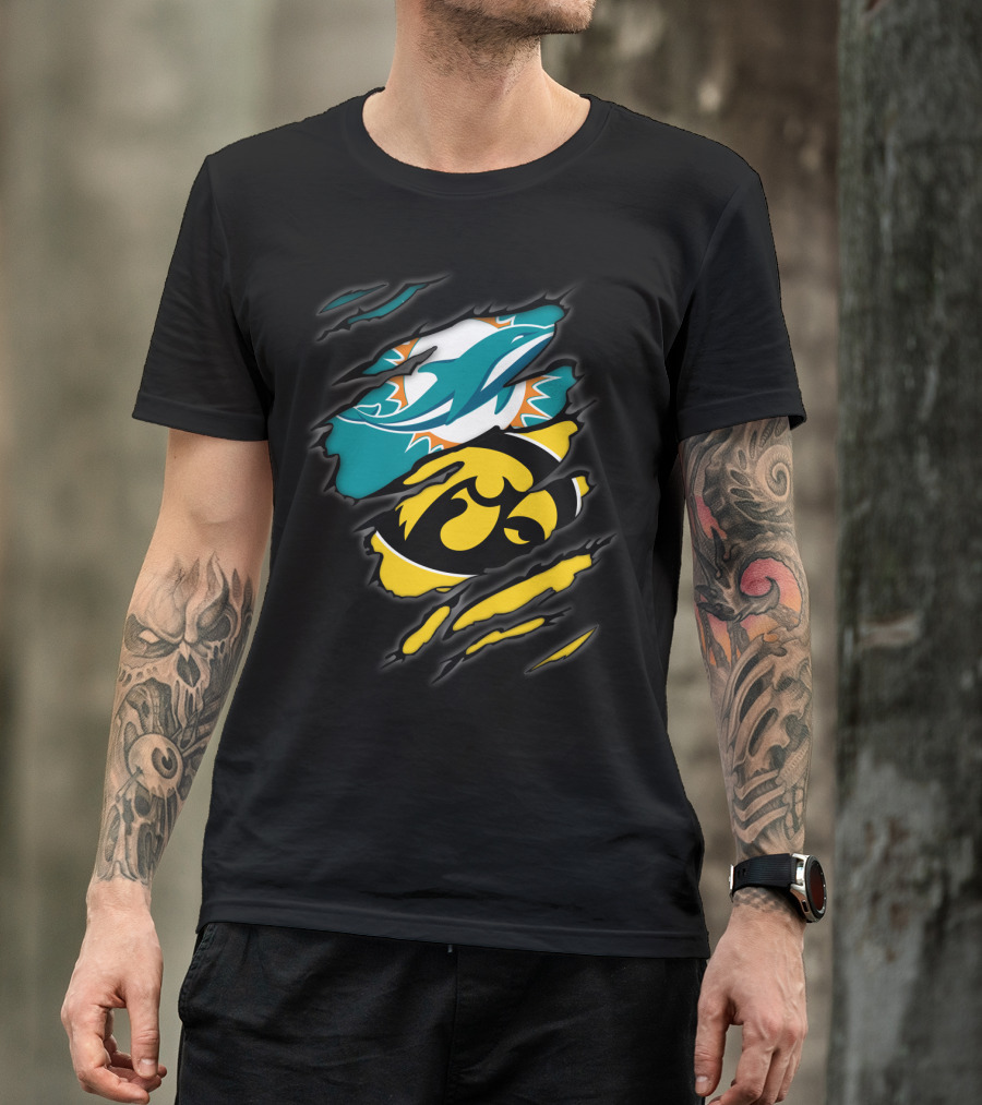 Miami Dolphins Iowa Hawkeyes Torn Claw T-Shirt
