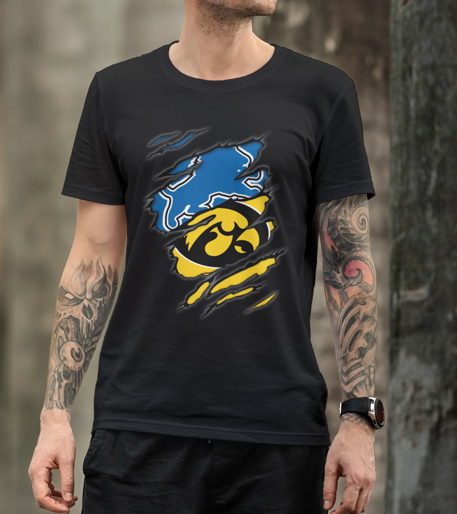 Lions Iowa Hawkeyes Tear Effect Sports Rivalry T-Shirt